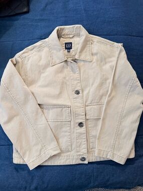 GAP Neutral Cream Cotton Button Jacket